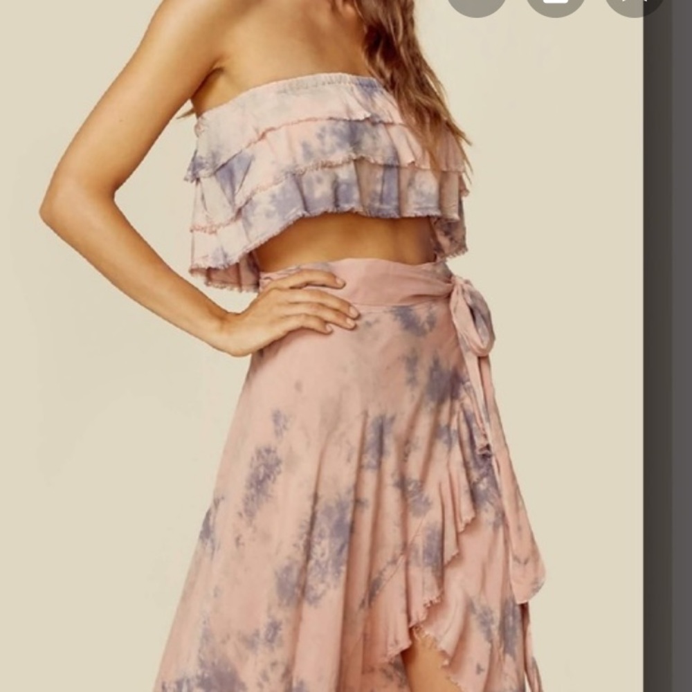 Blue life tie dye tube top & wrap skirt